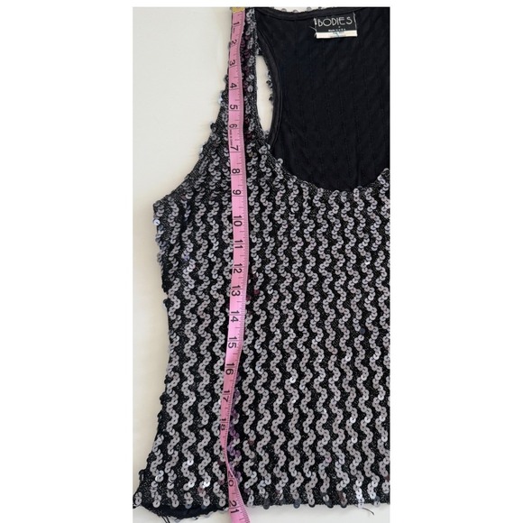 VTG Sparkly Sequin Halter Top M Sleeveless Glittery Party Night Club Disco Y2K - Picture 15 of 15